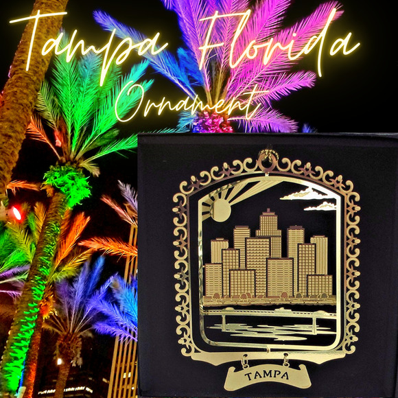Tampa Florida Brass Ornament City Skyline by the Bay - Picture 1 of 7